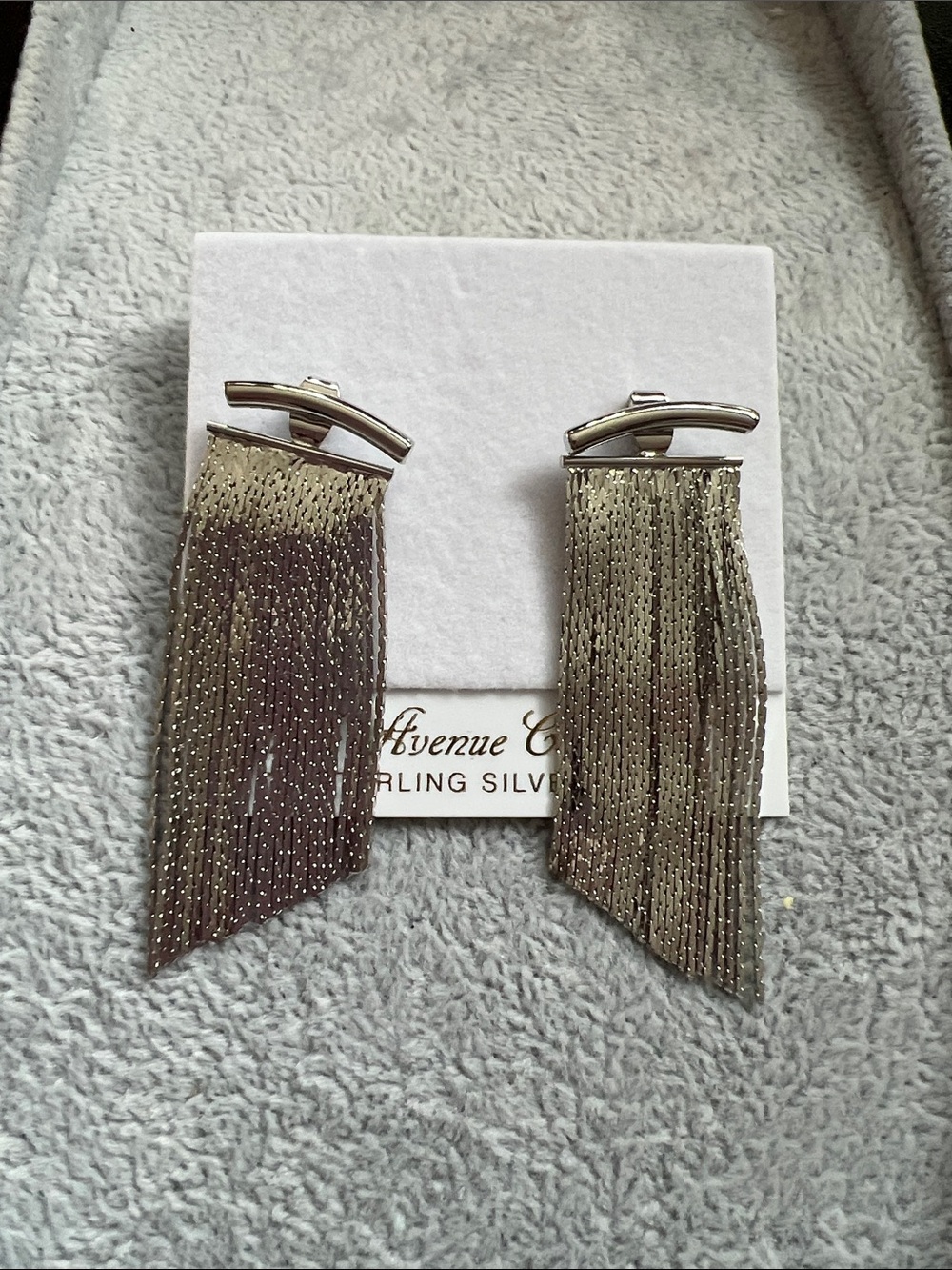 Silver Fringe Drop Earrings - Silver Tone